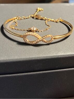 Swarovski Gold Infinity Crystal Bangle Bracelet